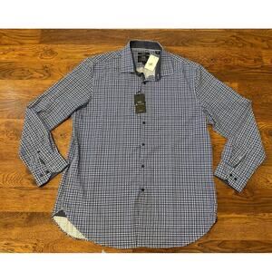 WRK 4 Way Stretch Slim Fit Button Down Check Print Size 18 NWT Dress Casual